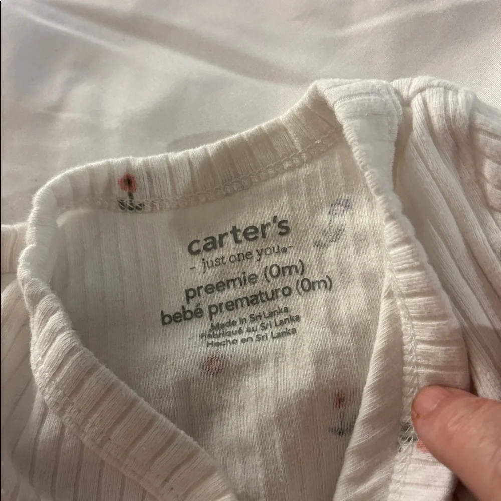Carter's Baby Cardigan with Subtle Floral Accents and mitts preemie